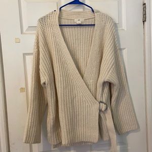 Thick cream wrap knit